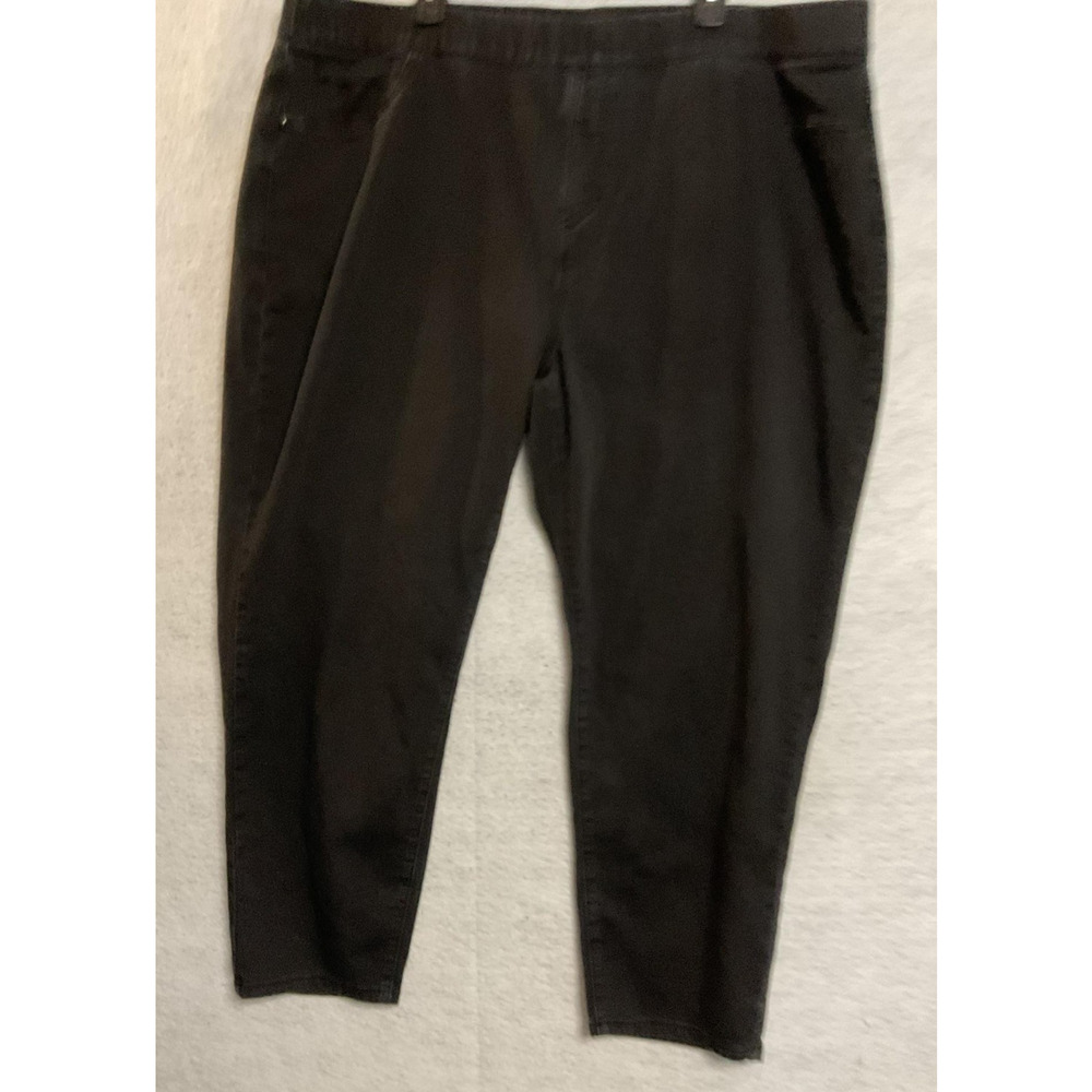 Avenue Denim Jeans Womens 26/28 Black High Rise Jegging Pull On Stretch Plus